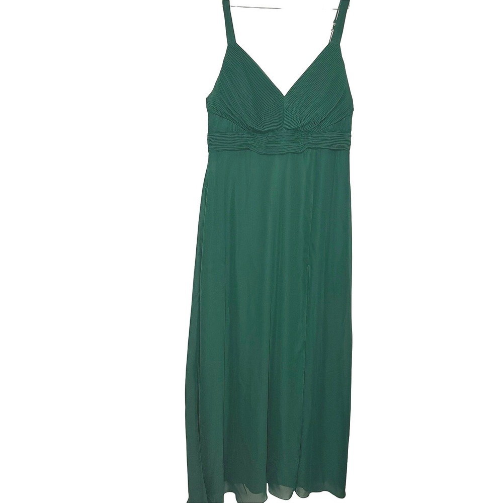 Birdy‎ Grey Emerald Green Pleated V-Neck Maxi Dress with Pockets XXL